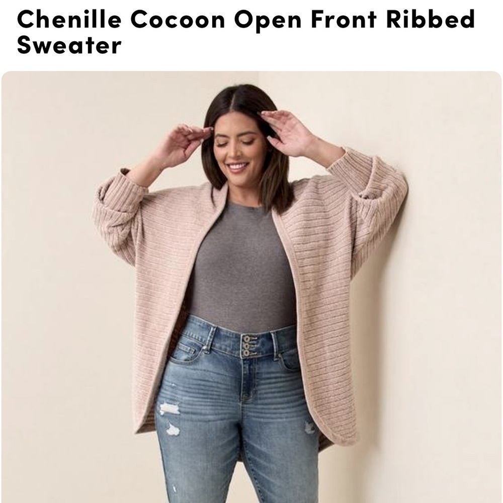 Torrid Chenille Cocoon Open Front Ribbed Sweater Size 1